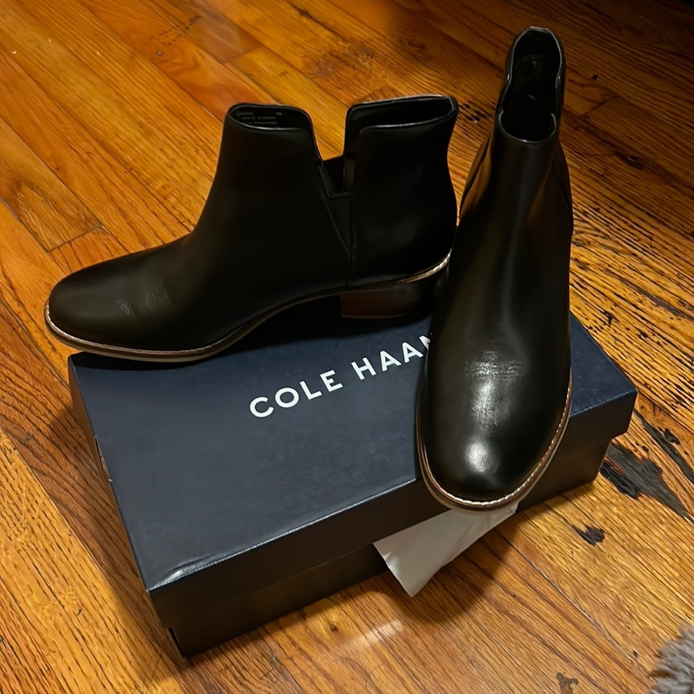 Cole Haan Black Leather Booties Brand New